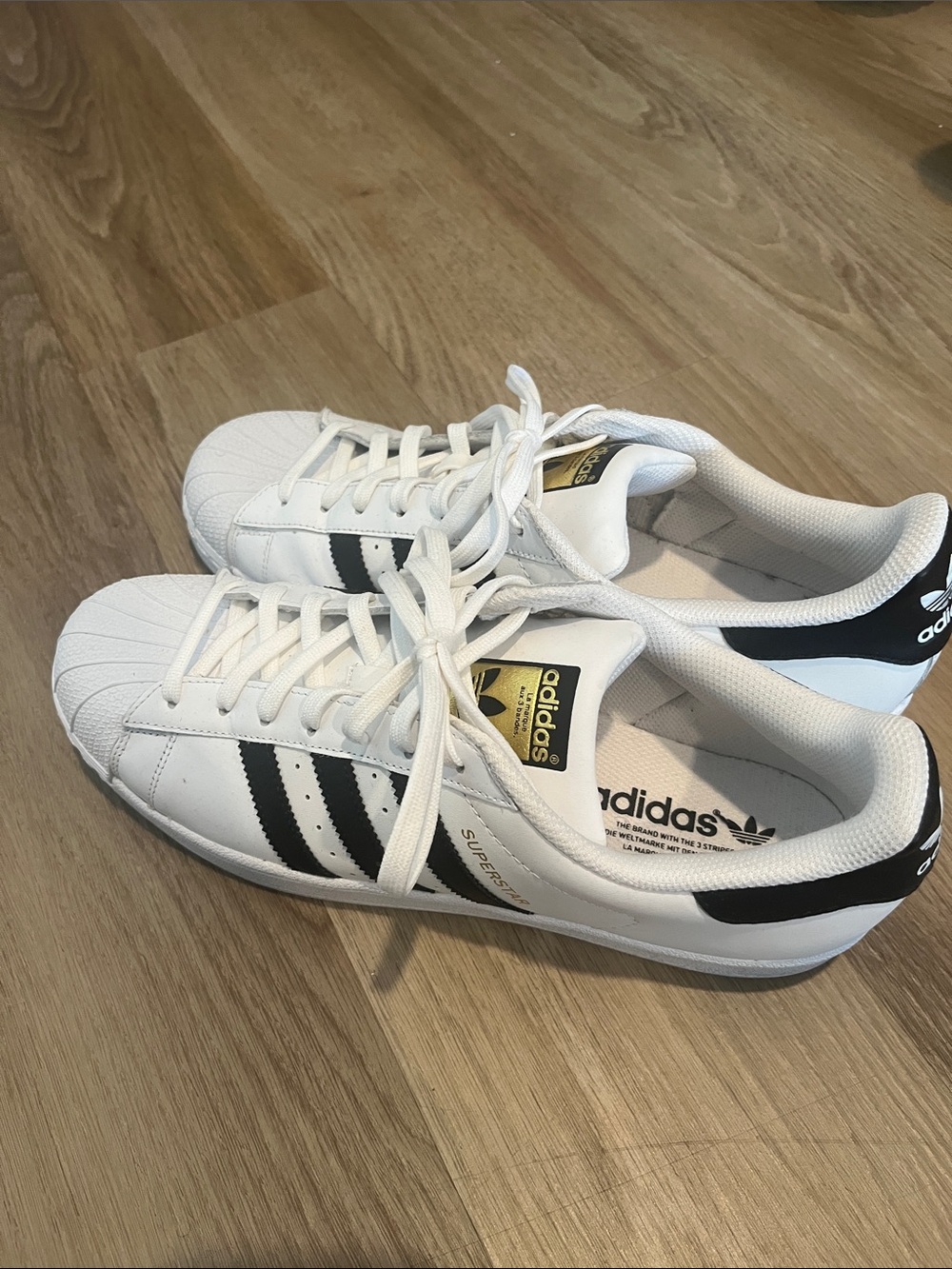 Adidas White with Black Stripes Shell Toe Classics Sneakers - Size 11 Men’s